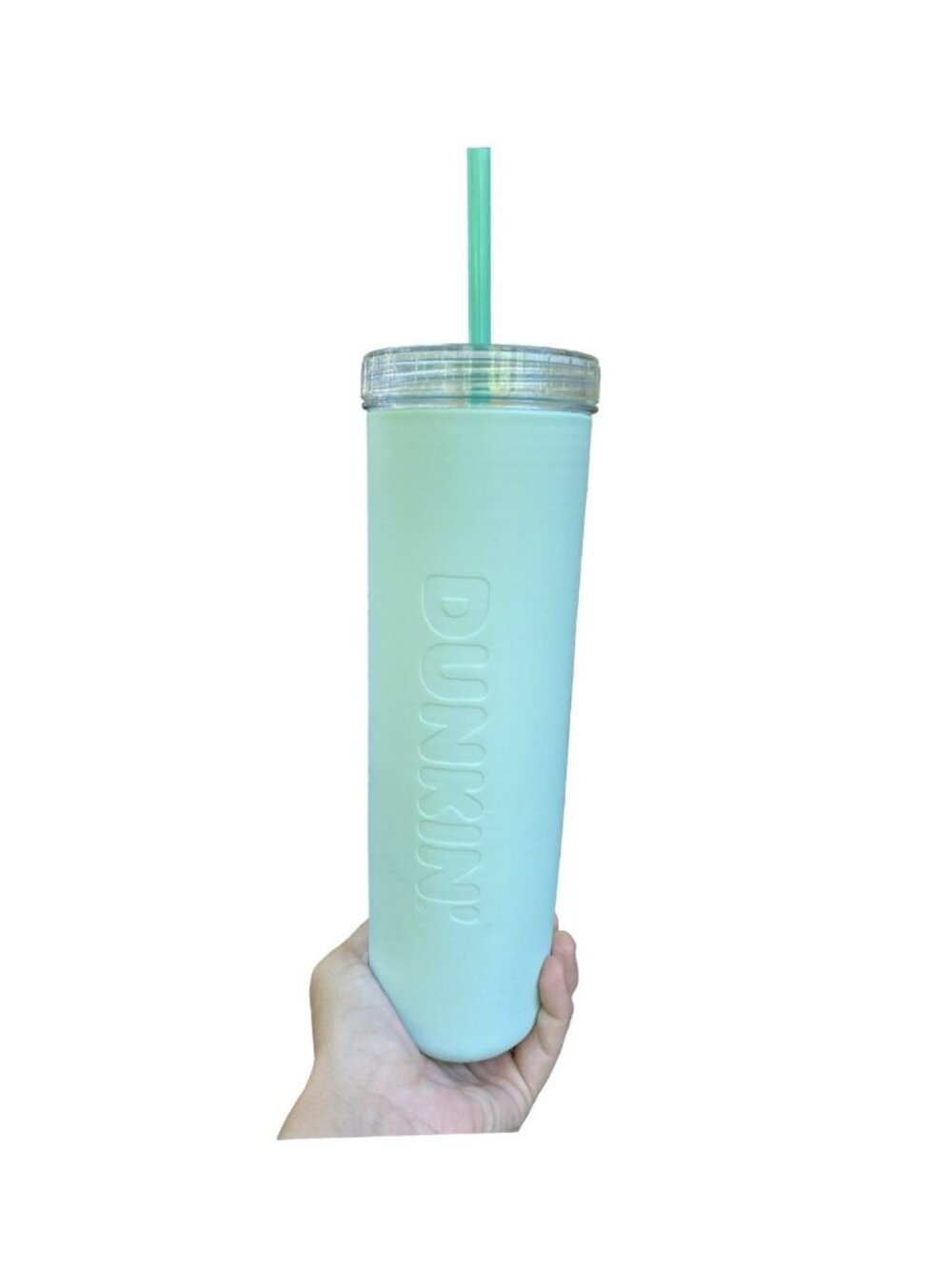 Dunkin Teal Blue Tumbler 27 oz Color Changing Straw Reusable Cup